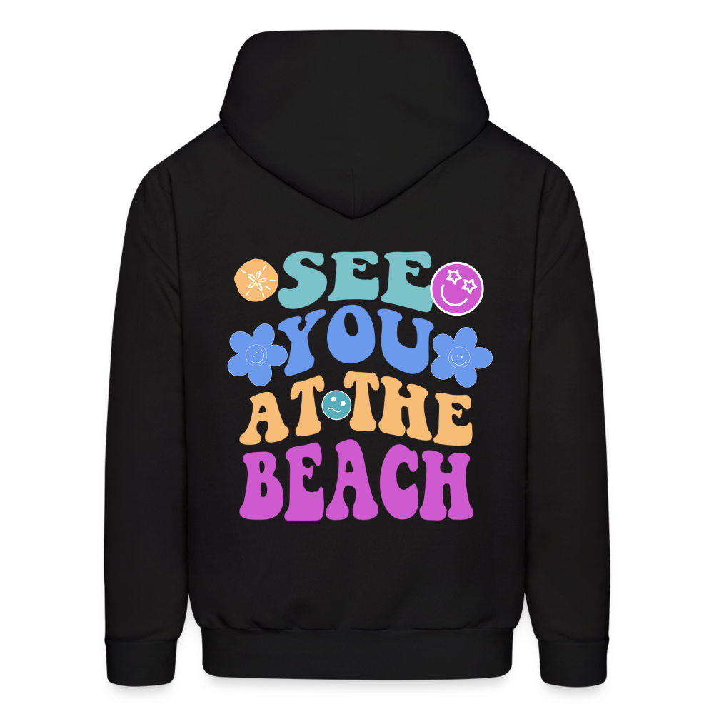 See You At The Beach Graphic Letter Print Pullover Hoodie - black