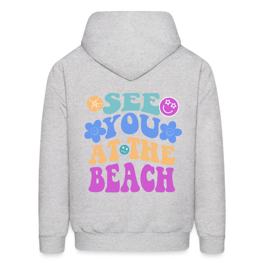 See You At The Beach Graphic Letter Print Pullover Hoodie - ash 
