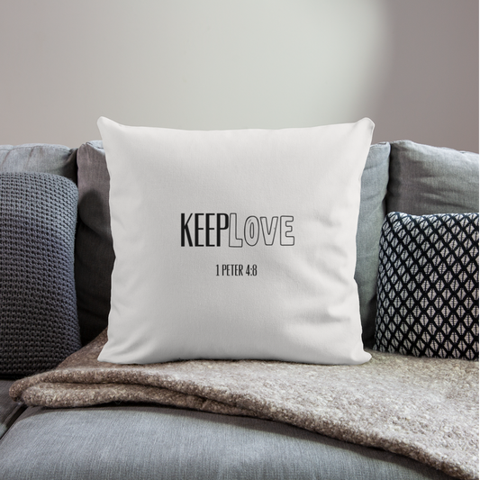 Keep Love Throw Pillow Cover 18” x 18” - natural white