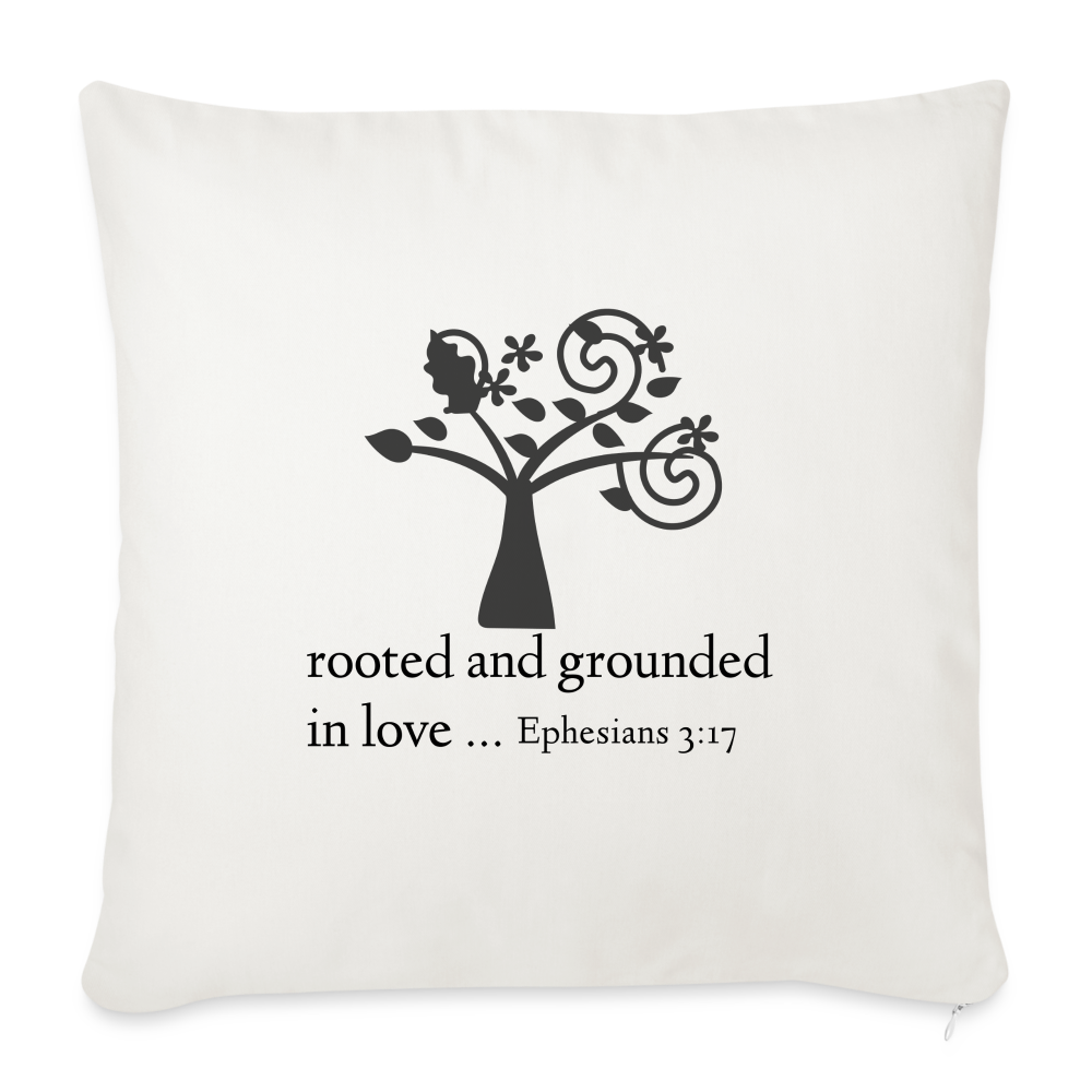 Rooted and Grounded Growing Tree Throw Pillow Cover 18” x 18” - natural white