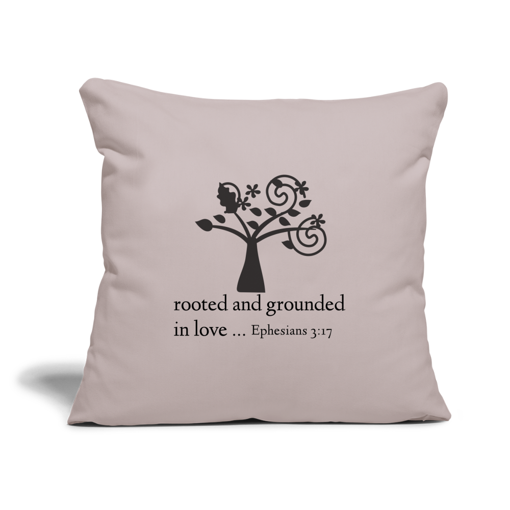 Rooted and Grounded Growing Tree Throw Pillow Cover 18” x 18” - light taupe