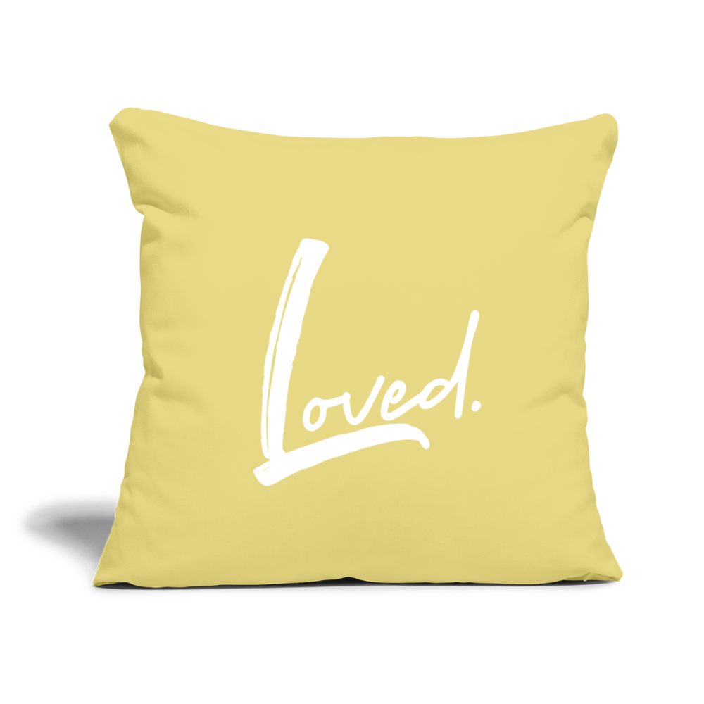 Loved Throw Pillow Cover 18” x 18” - washed yellow