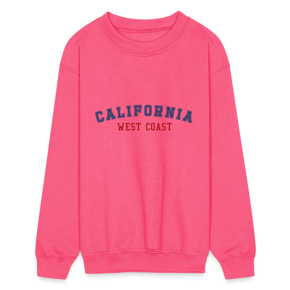 California West Coast Kids Crewneck Sweatshirt - neon pink