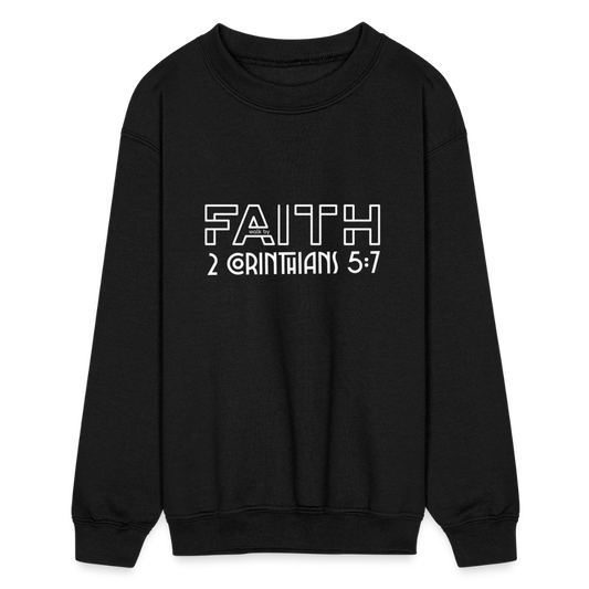 Walk By Faith Corinthians Kids Crewneck Sweatshirt - black