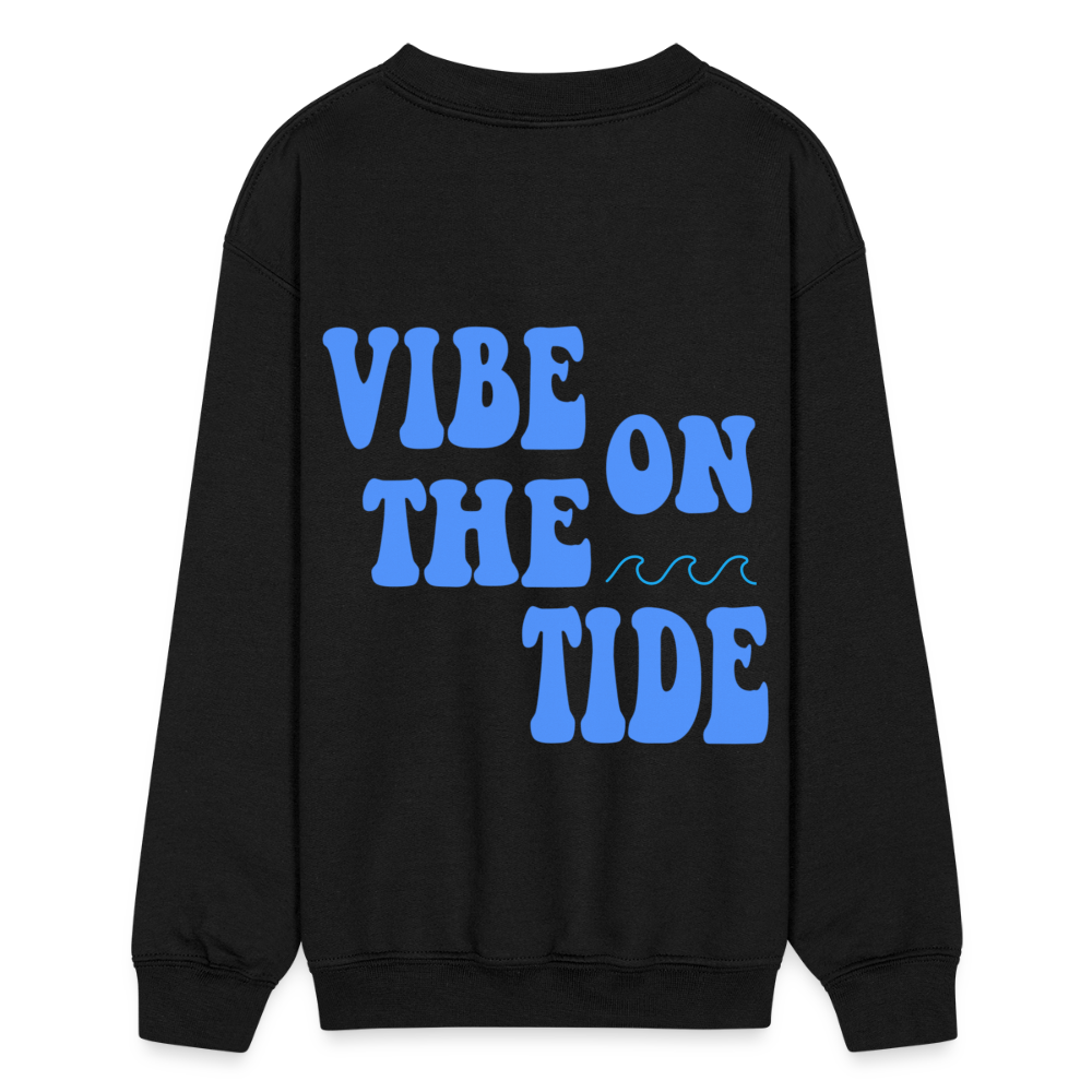 Vibe On The Tide Kids Crewneck Sweatshirt - black