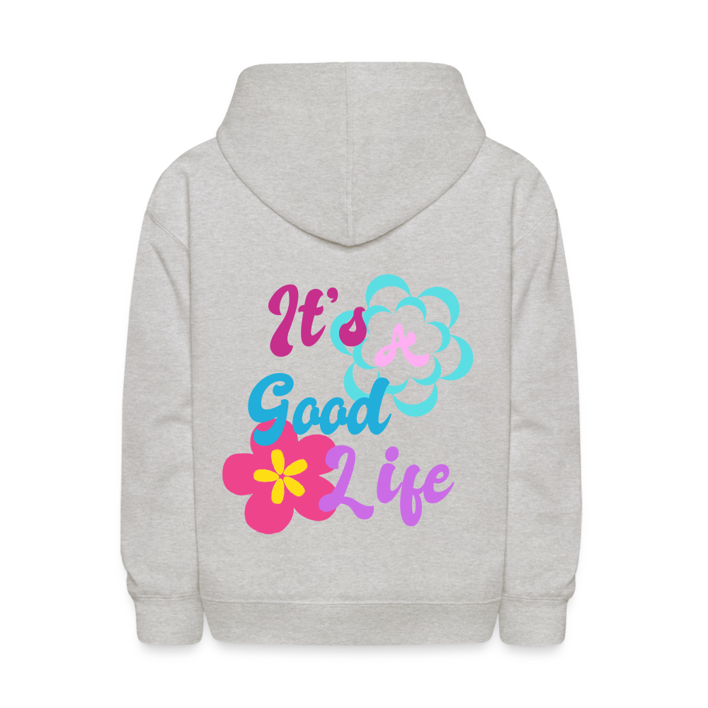 It's A Good Life Beach Please Kids Pullover Hoodie - heather gray