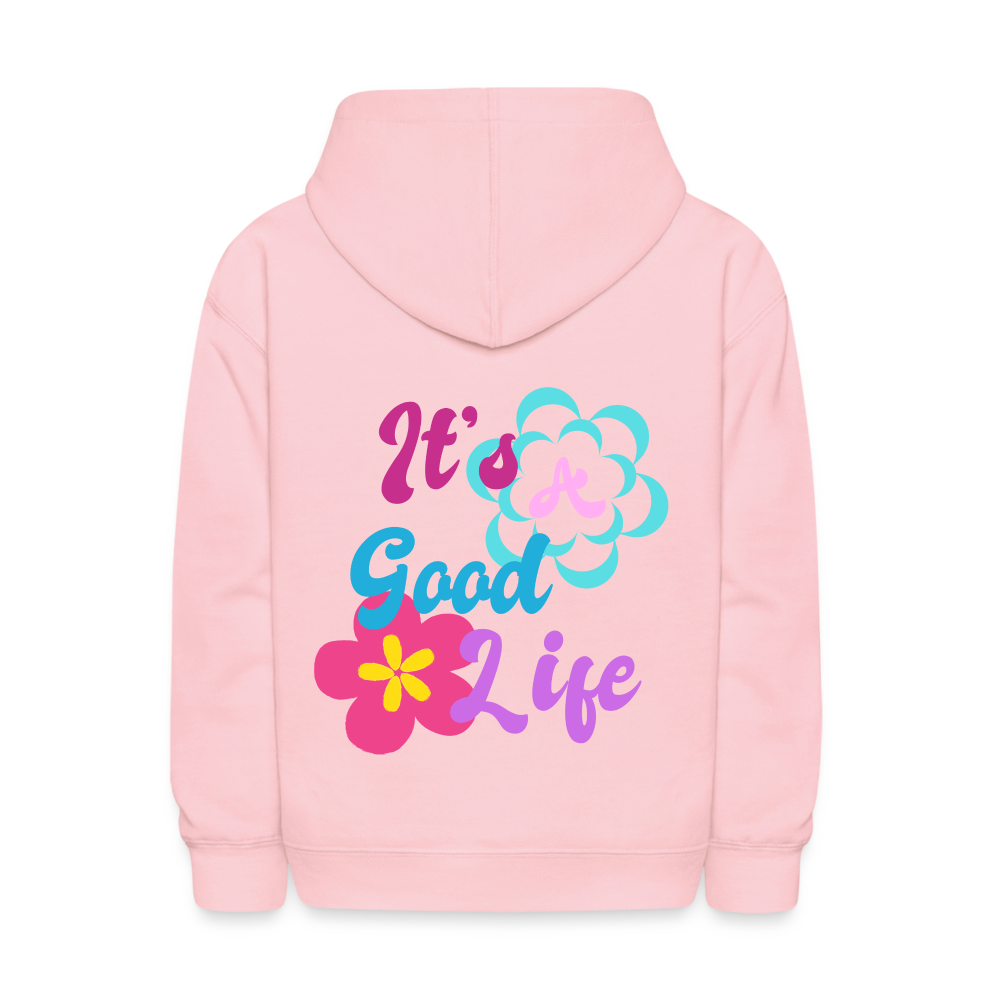 It's A Good Life Beach Please Kids Pullover Hoodie - pink