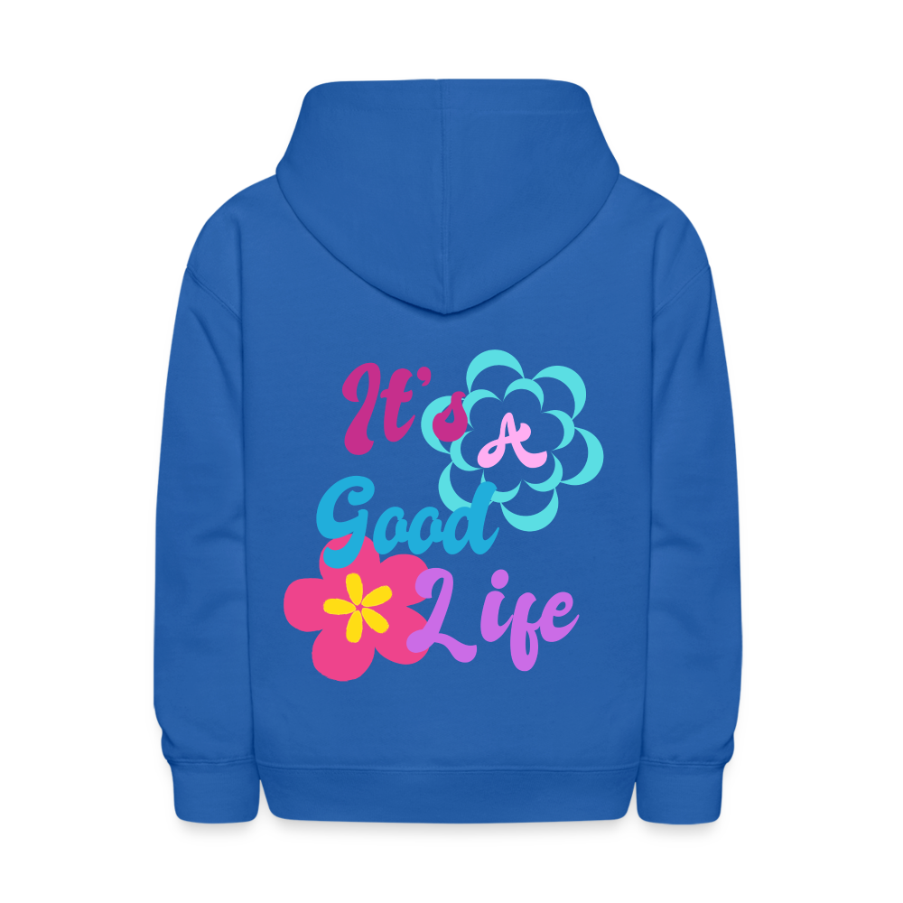 It's A Good Life Beach Please Kids Pullover Hoodie - royal blue