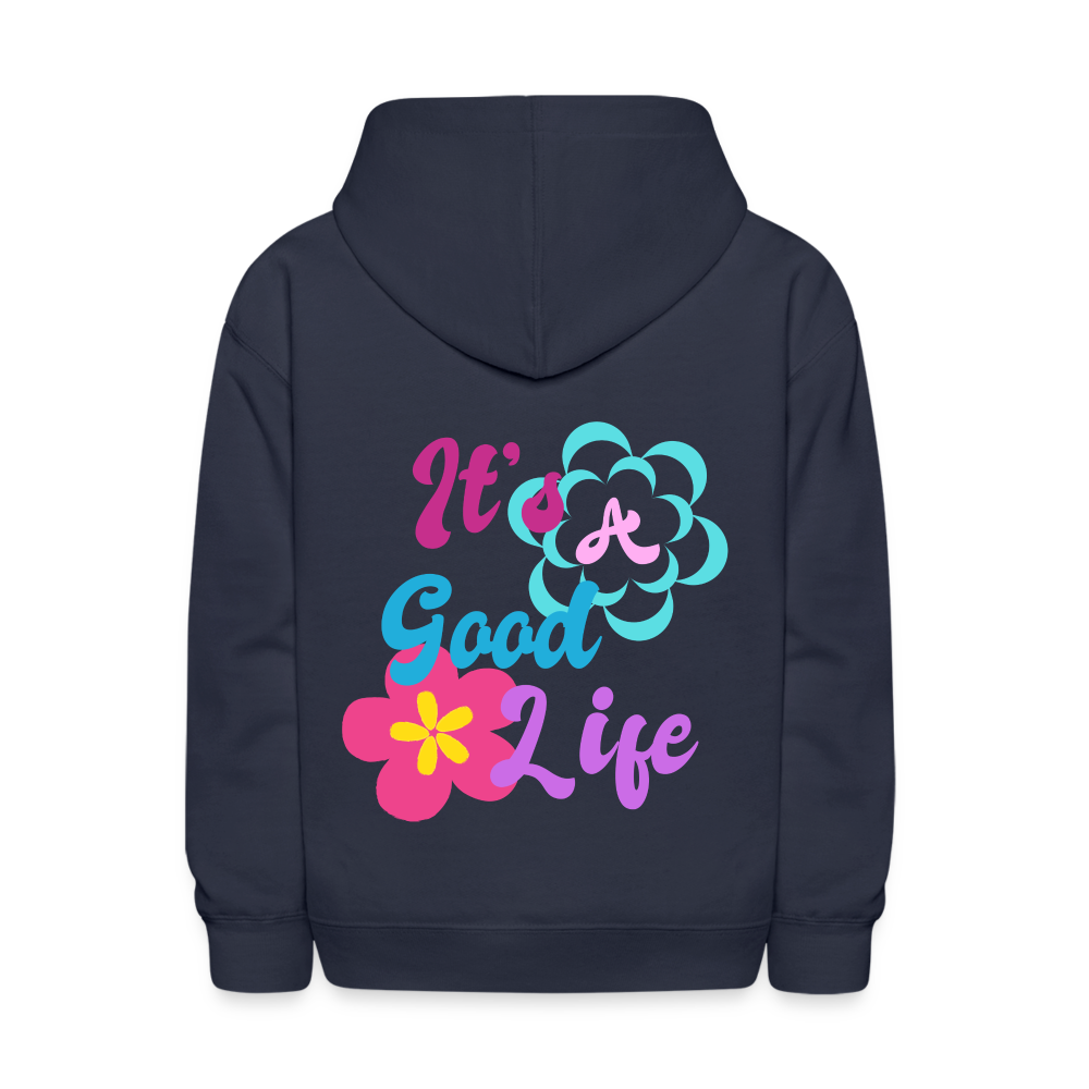 It's A Good Life Beach Please Kids Pullover Hoodie - navy