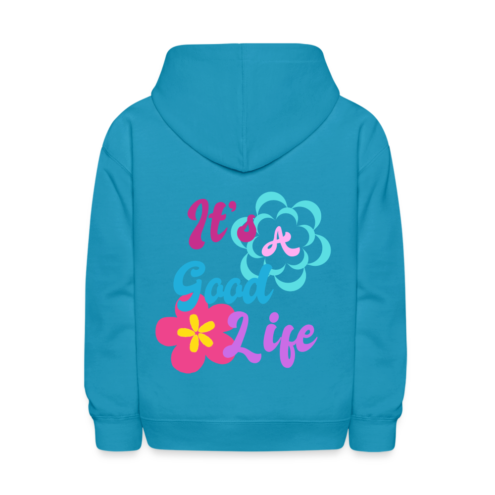 It's A Good Life Beach Please Kids Pullover Hoodie - turquoise