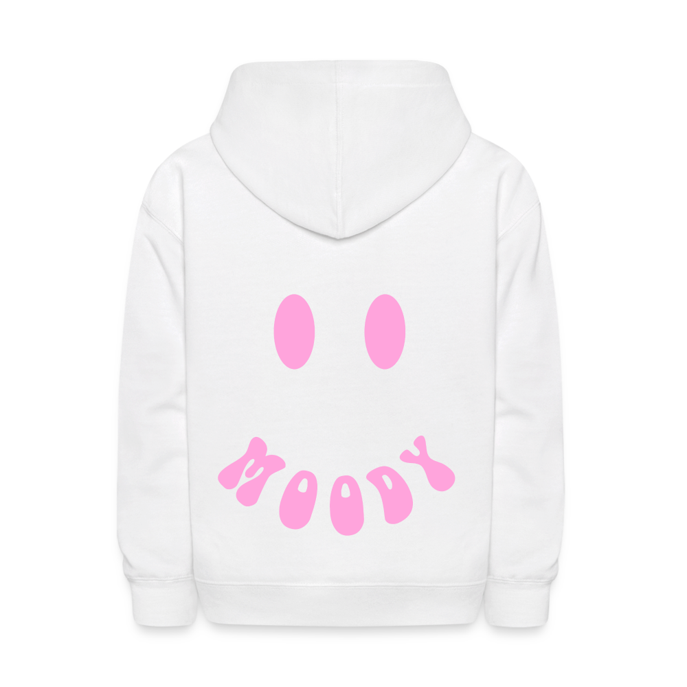 Moody Face Letter Design Kids Pullover Hoodie - white
