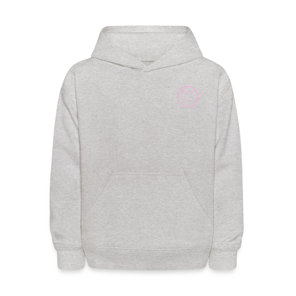 Moody Face Letter Design Kids Pullover Hoodie - heather gray