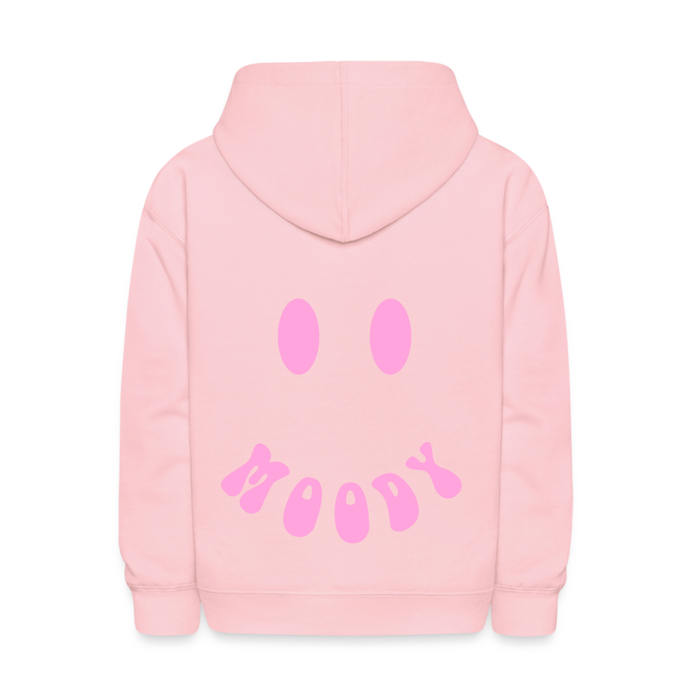 Moody Face Letter Design Kids Pullover Hoodie - pink