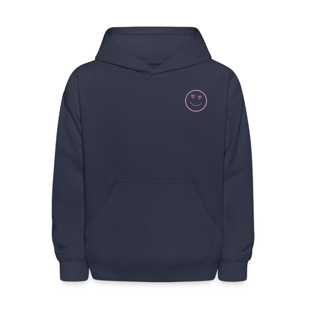Moody Face Letter Design Kids Pullover Hoodie - navy