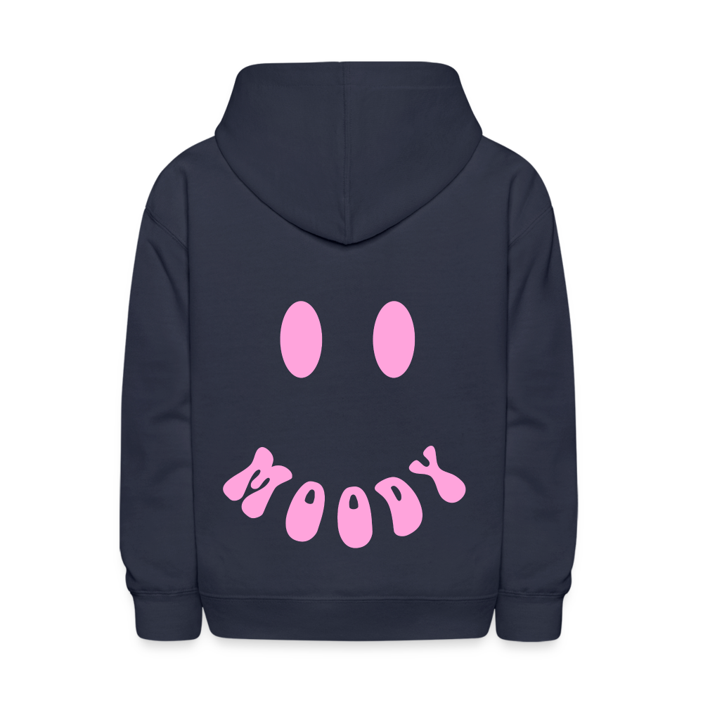 Moody Face Letter Design Kids Pullover Hoodie - navy