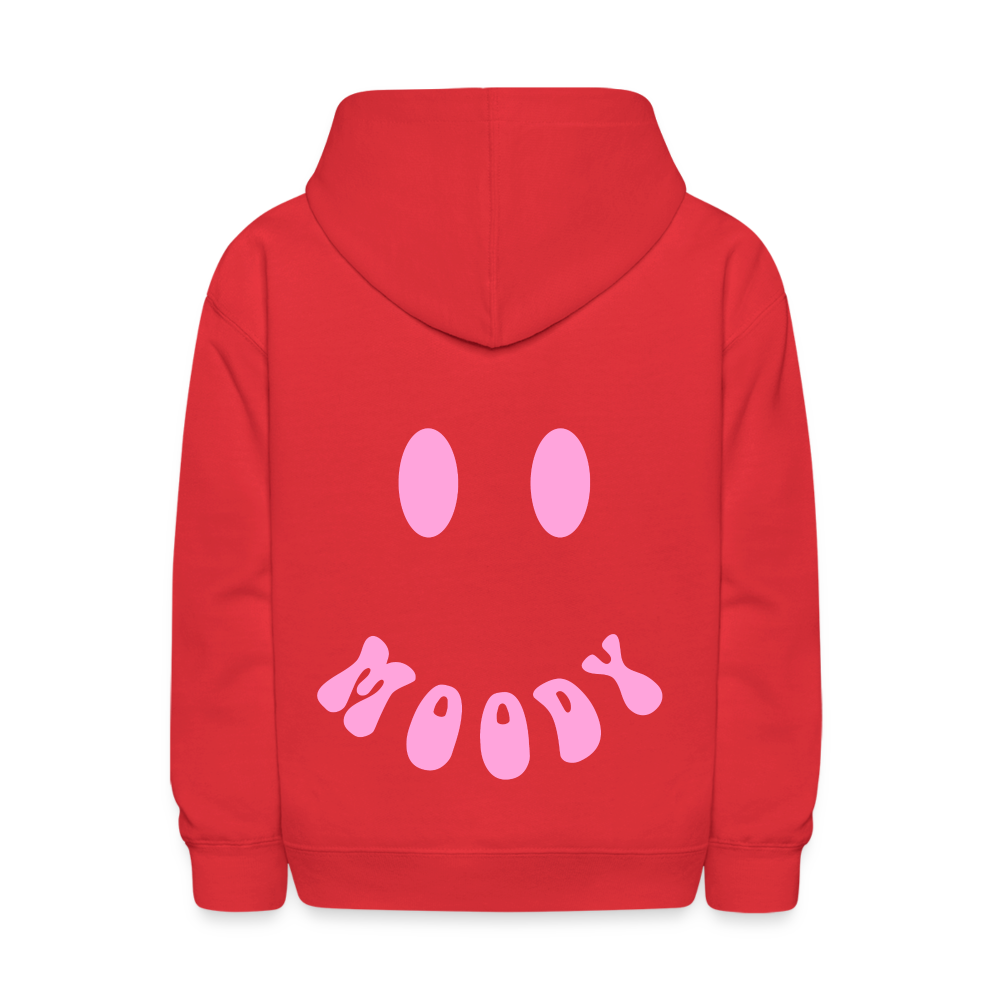 Moody Face Letter Design Kids Pullover Hoodie - red