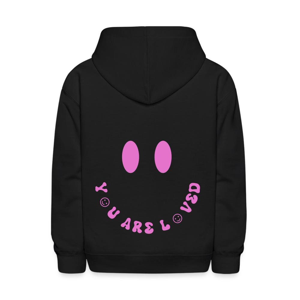 You Are Loved Smile Kids Pullover Hoodie - black