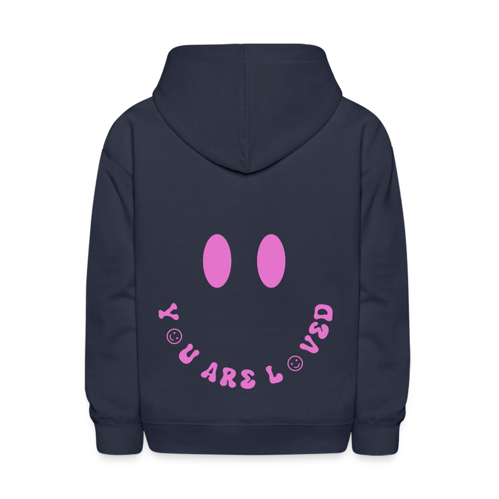 You Are Loved Smile Kids Pullover Hoodie - navy