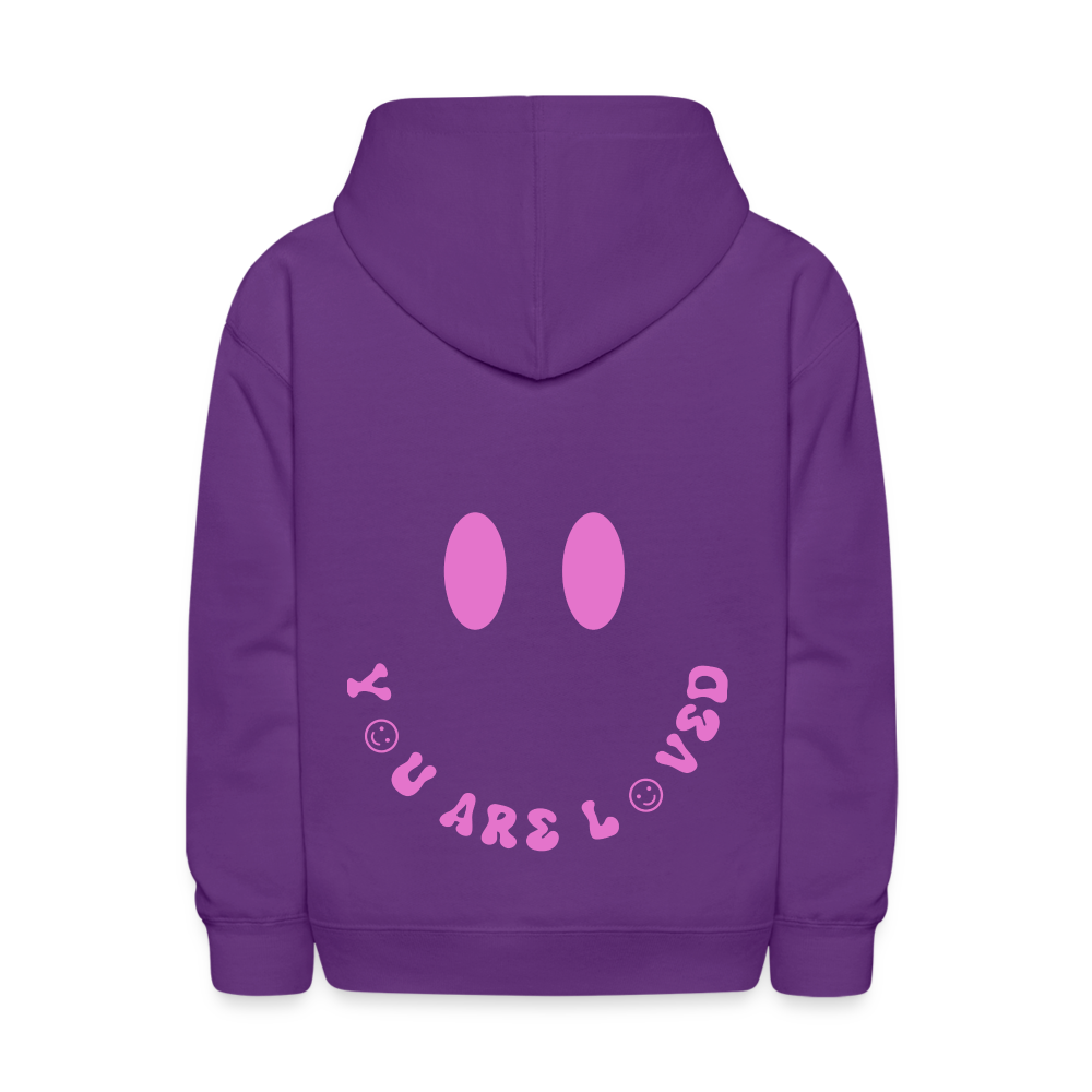 You Are Loved Smile Kids Pullover Hoodie - purple