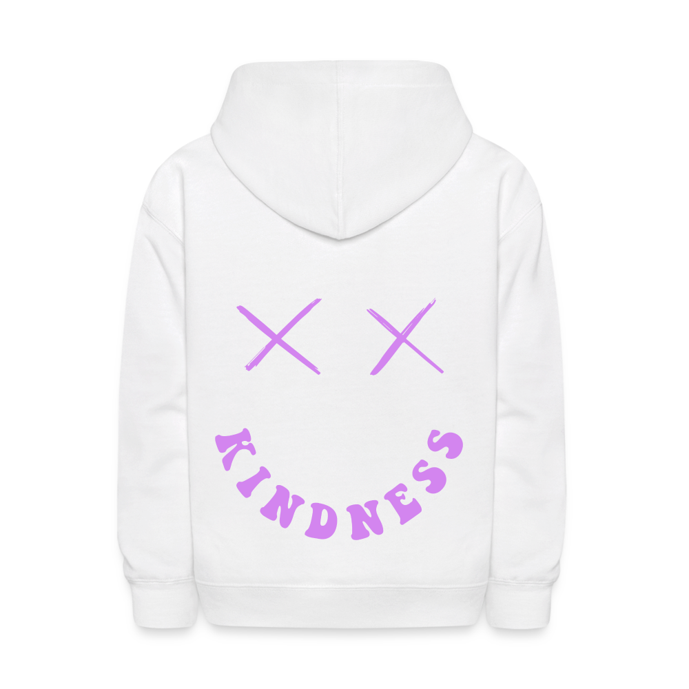 Kindness Smile Face Kids Pullover Hoodie - white