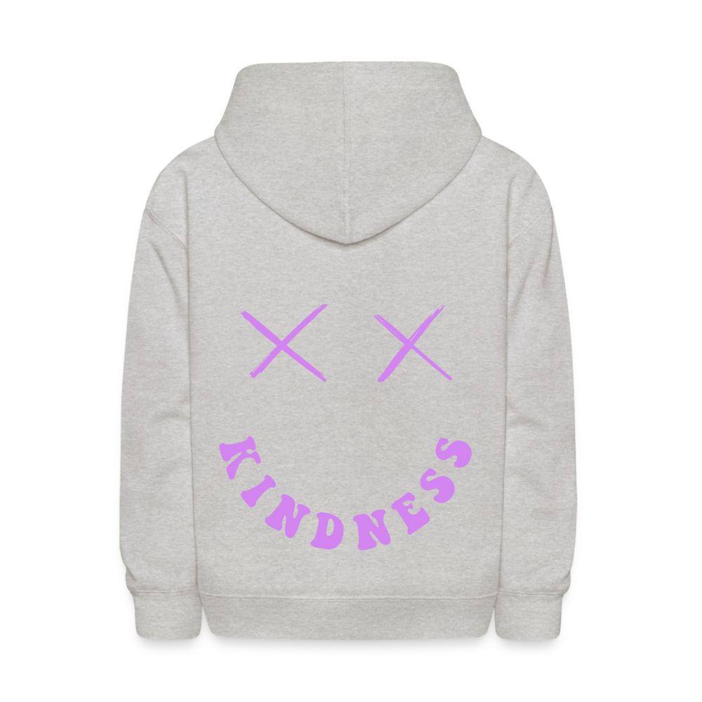 Kindness Smile Face Kids Pullover Hoodie - heather gray