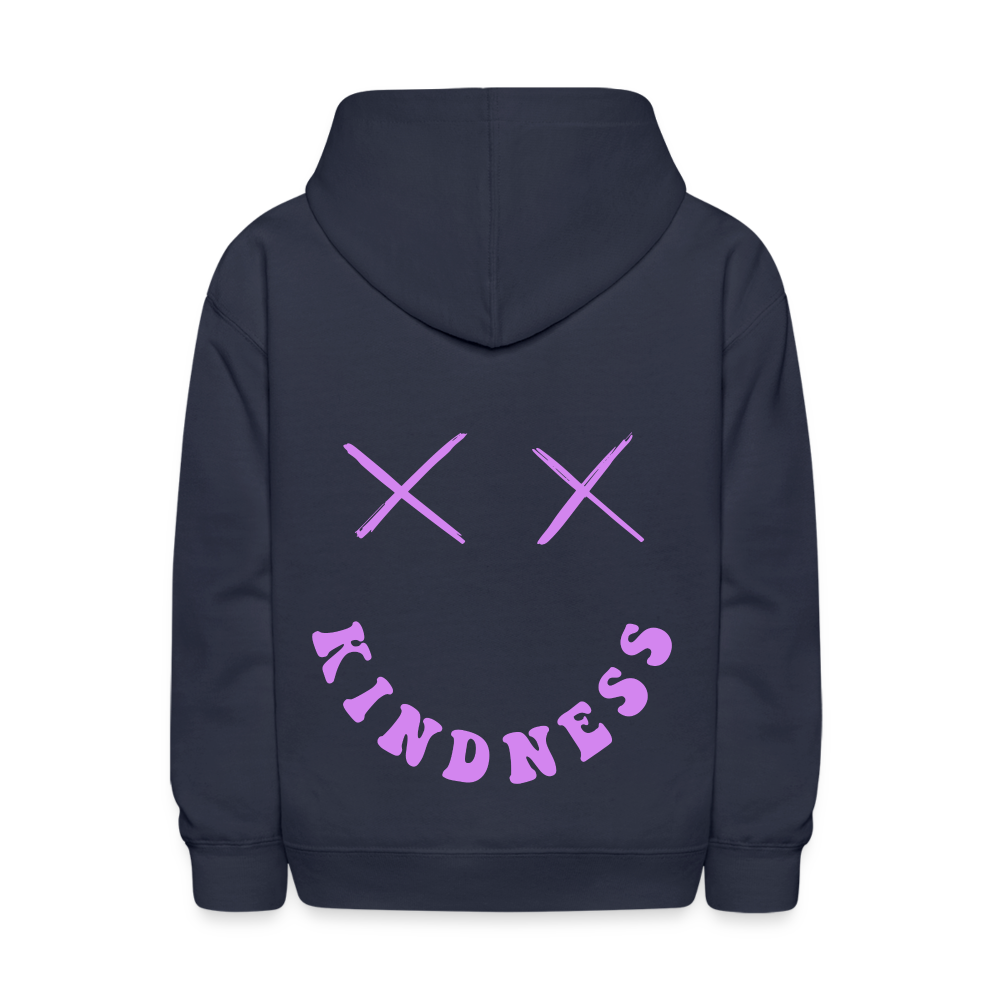 Kindness Smile Face Kids Pullover Hoodie - navy