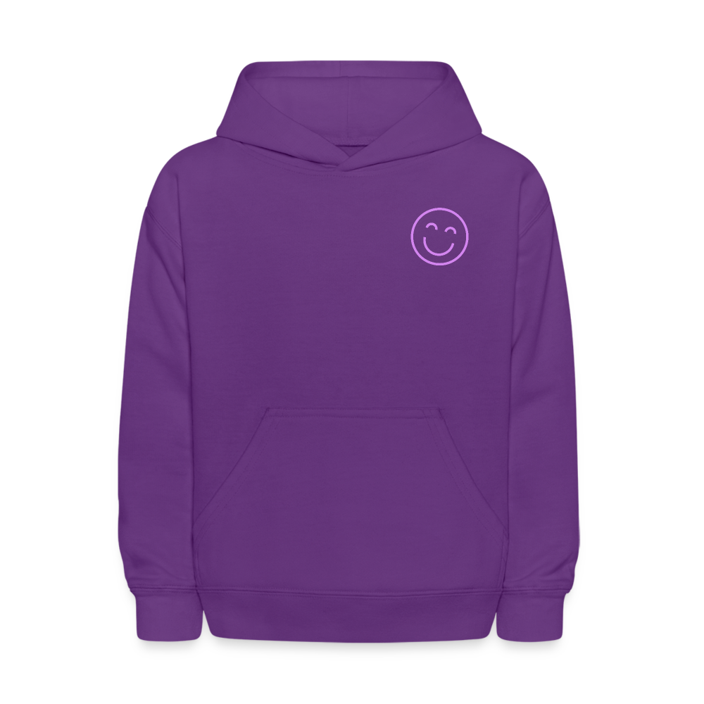 Kindness Smile Face Kids Pullover Hoodie - purple