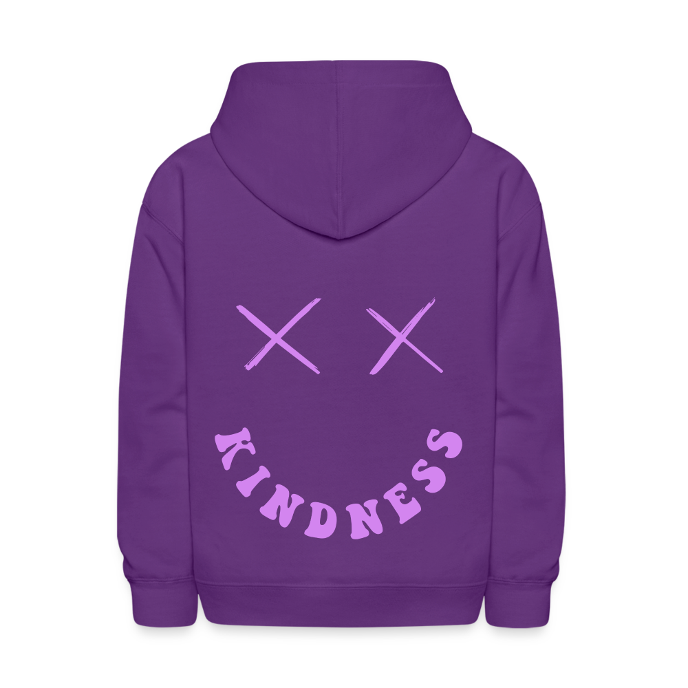 Kindness Smile Face Kids Pullover Hoodie - purple
