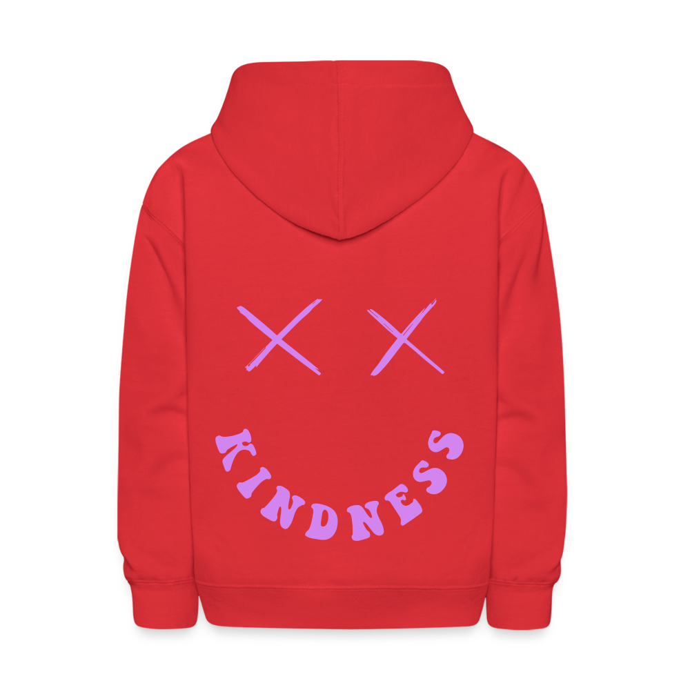 Kindness Smile Face Kids Pullover Hoodie - red