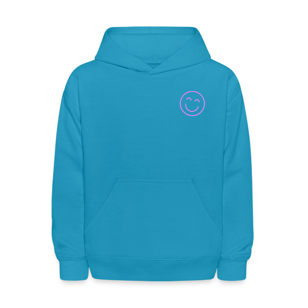 Kindness Smile Face Kids Pullover Hoodie - turquoise