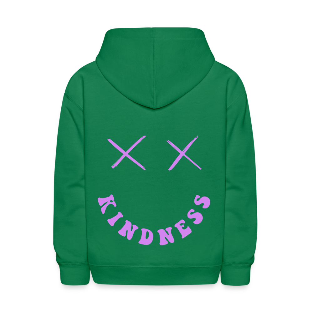 Kindness Smile Face Kids Pullover Hoodie - kelly green