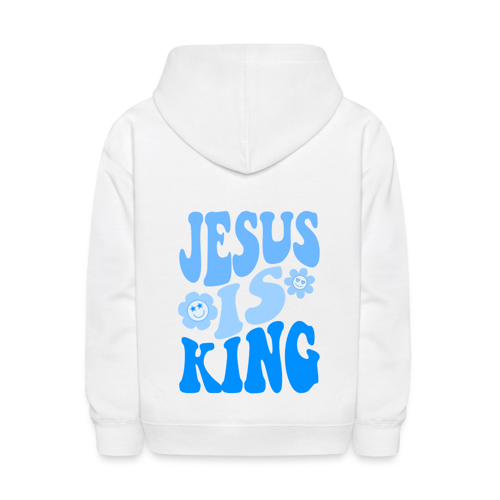 Jesus Is King Kids Pullover Hoodie - white