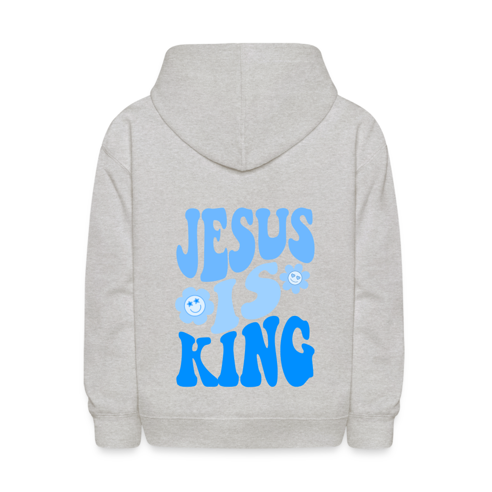 Jesus Is King Kids Pullover Hoodie - heather gray