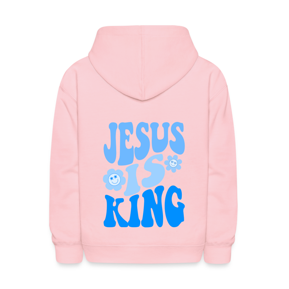 Jesus Is King Kids Pullover Hoodie - pink