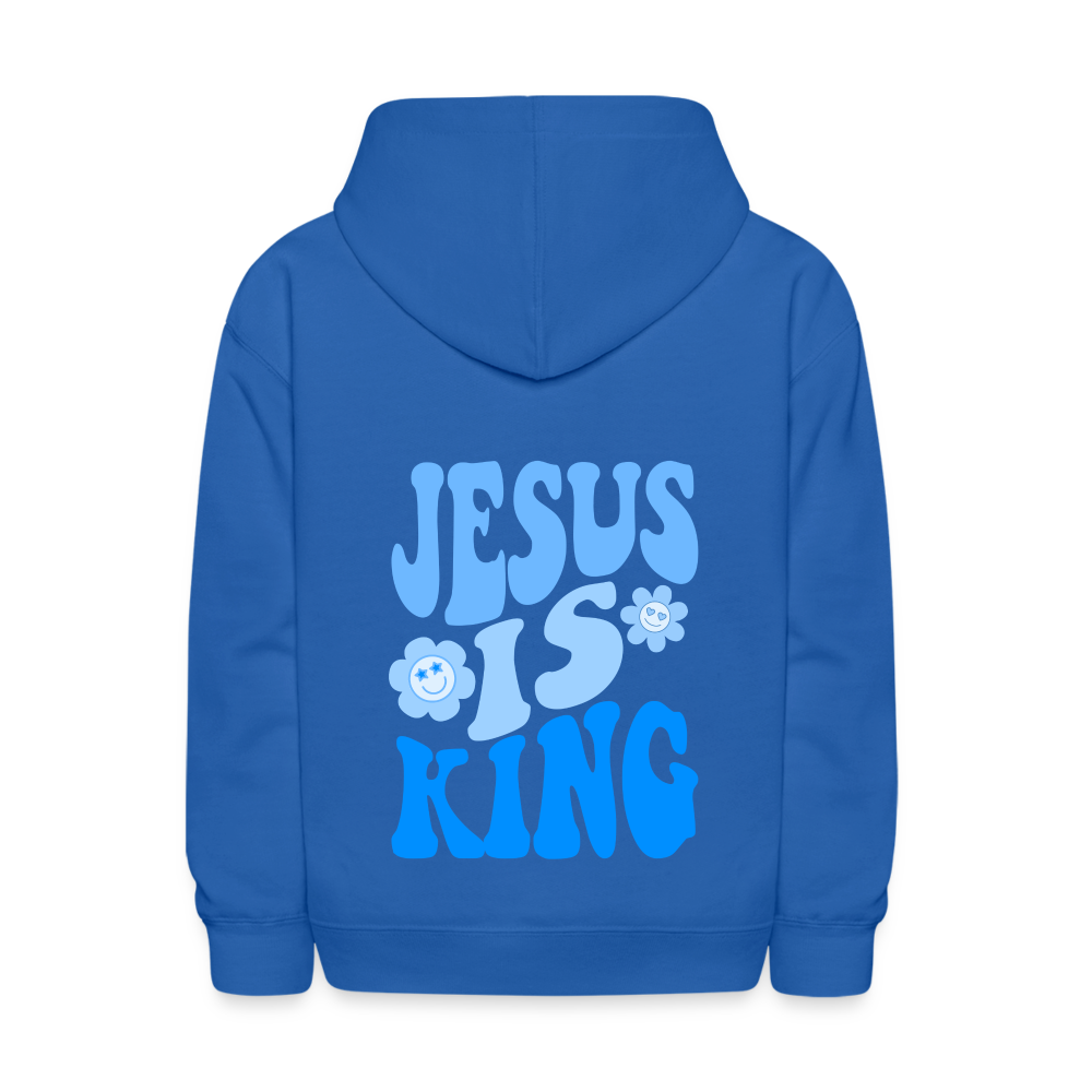 Jesus Is King Kids Pullover Hoodie - royal blue