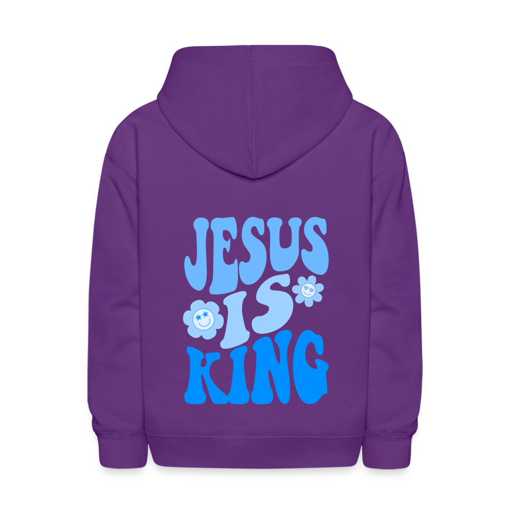 Jesus Is King Kids Pullover Hoodie - purple