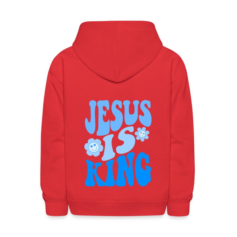 Jesus Is King Kids Pullover Hoodie - red
