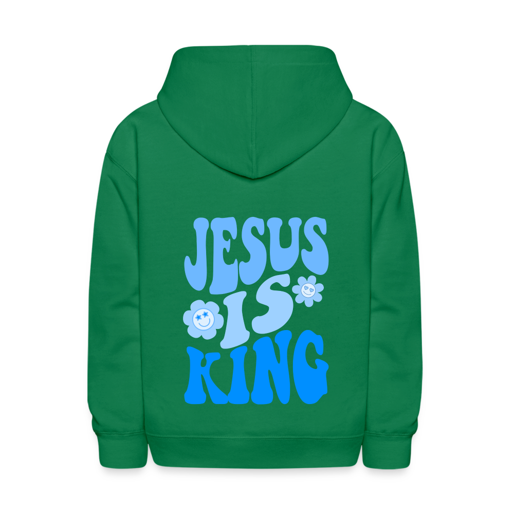 Jesus Is King Kids Pullover Hoodie - kelly green