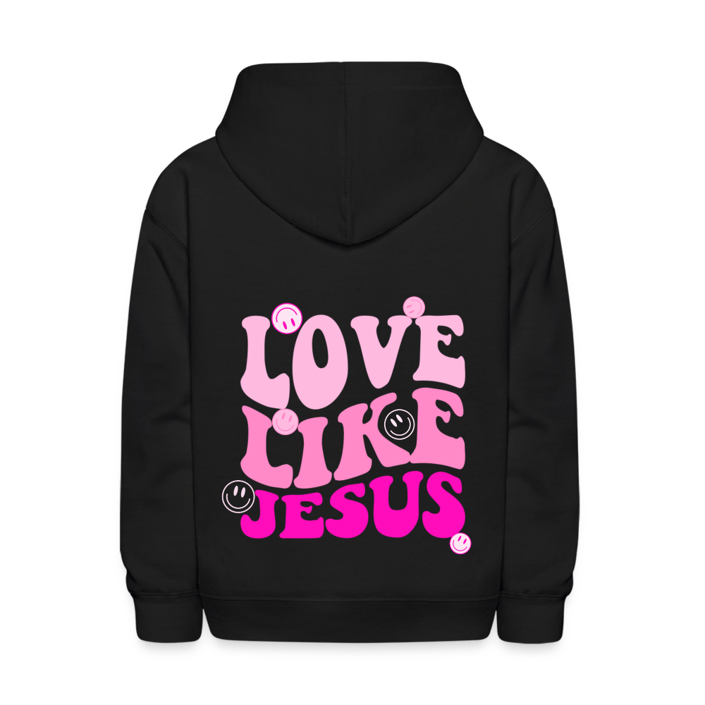 Love Like Jesus Pink Smiles Kids Pullover Hoodie - black