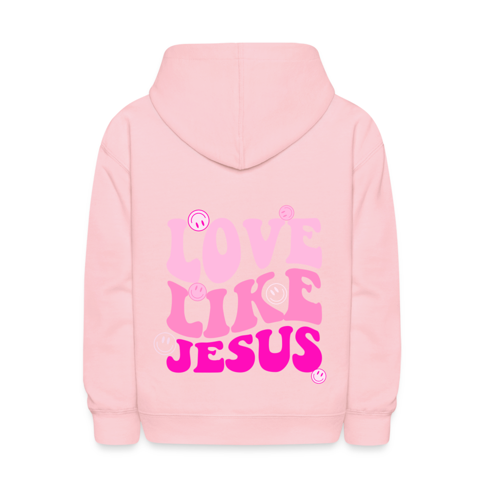 Love Like Jesus Pink Smiles Kids Pullover Hoodie - pink