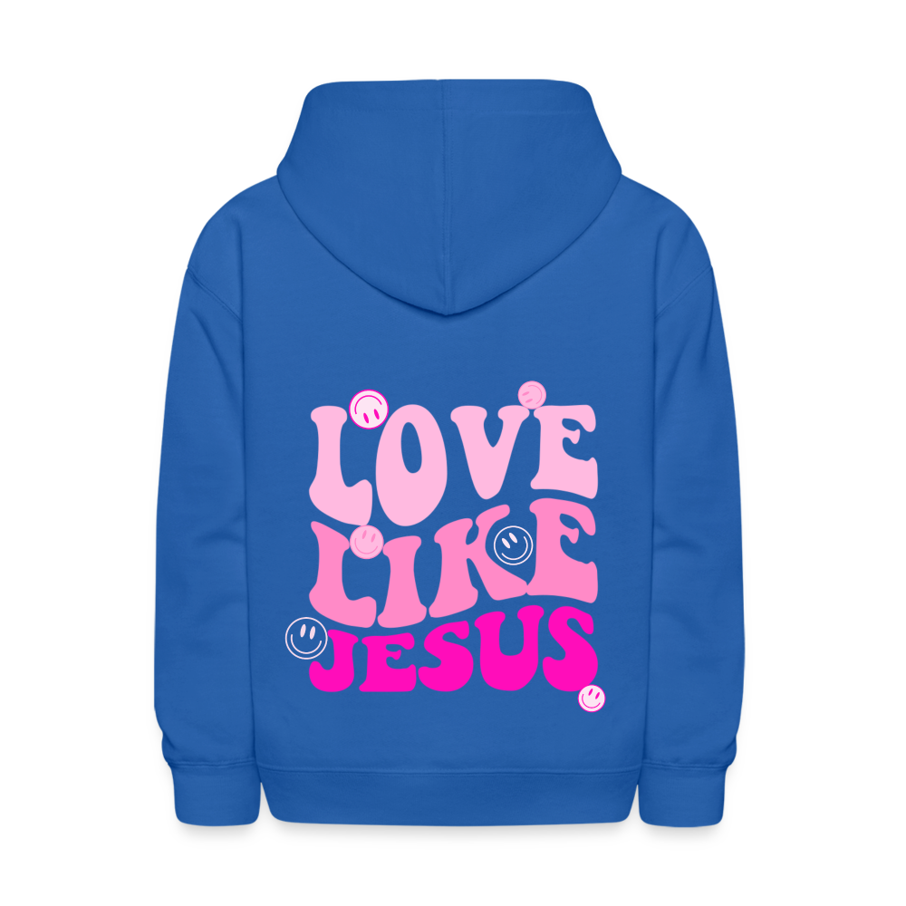 Love Like Jesus Pink Smiles Kids Pullover Hoodie - royal blue