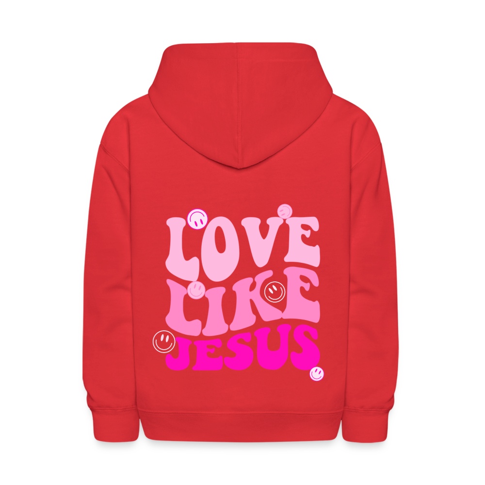 Love Like Jesus Pink Smiles Kids Pullover Hoodie - red