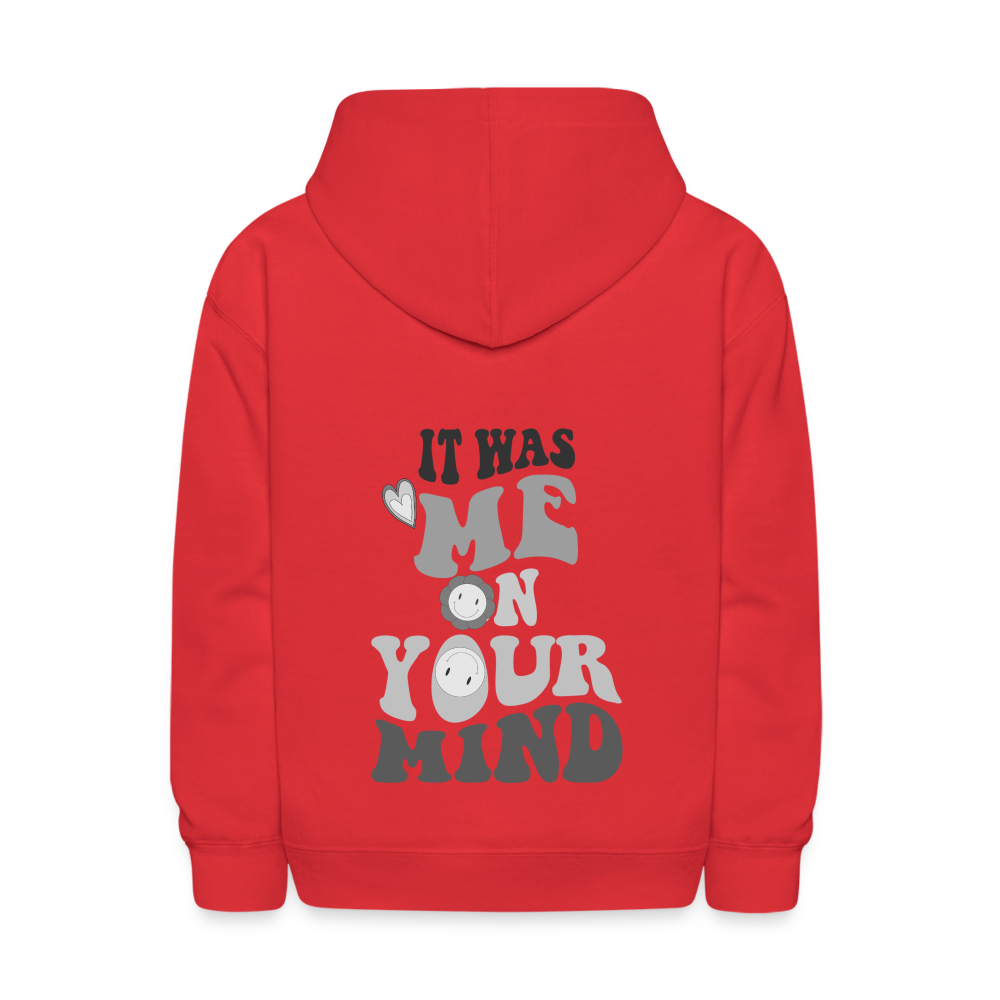 It Was Me On Your Mind Kids Pullover Hoodie - red