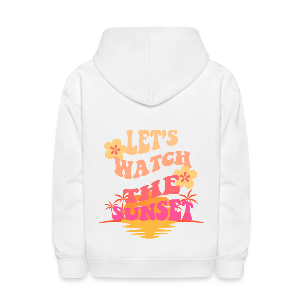 Let's Watch The Sunset Kids Pullover Hoodie - white