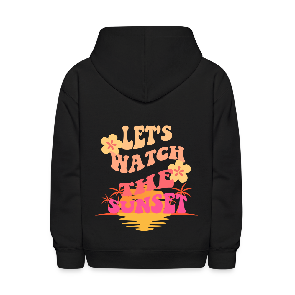 Let's Watch The Sunset Kids Pullover Hoodie - black