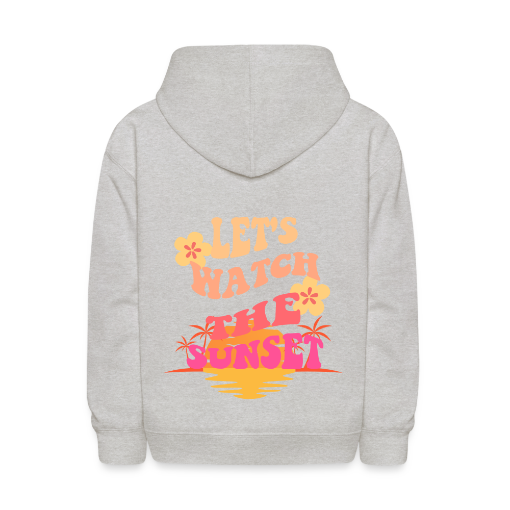 Let's Watch The Sunset Kids Pullover Hoodie - heather gray