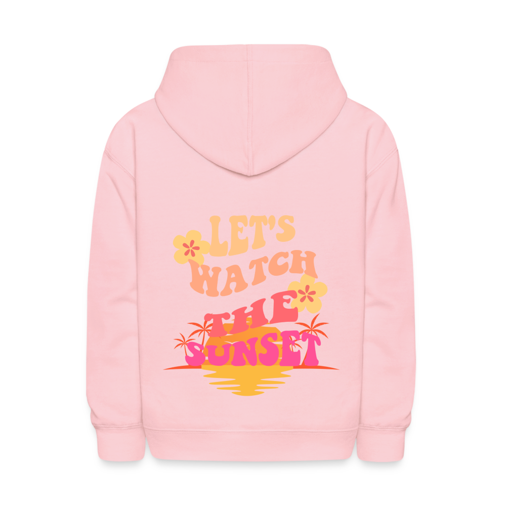 Let's Watch The Sunset Kids Pullover Hoodie - pink