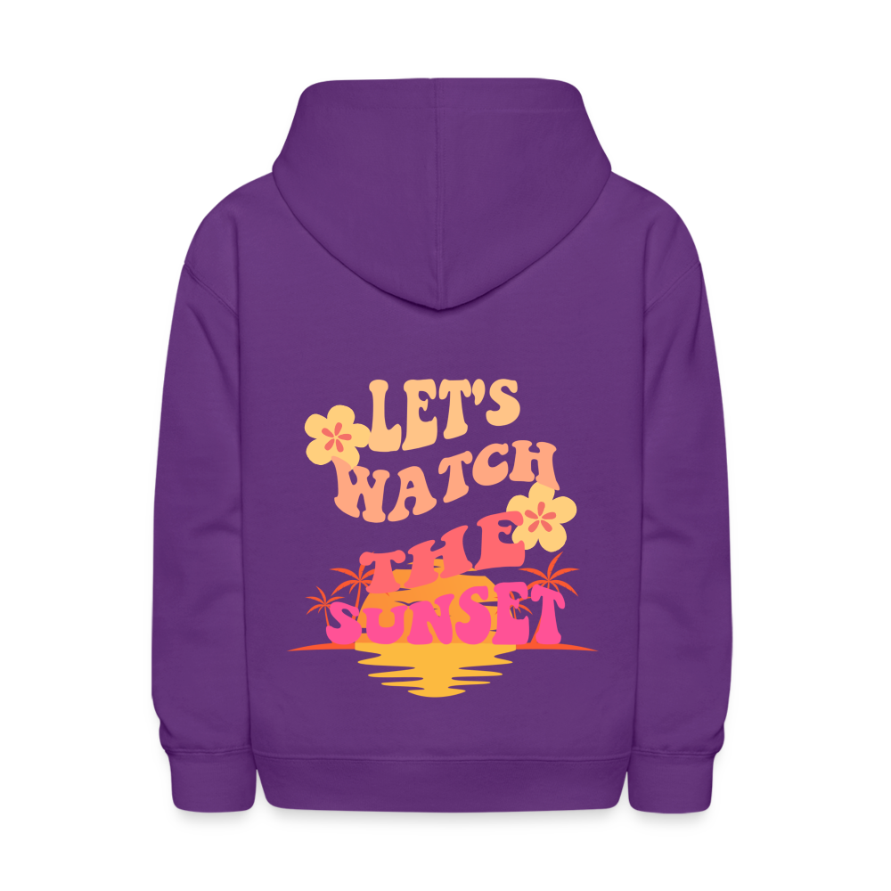 Let's Watch The Sunset Kids Pullover Hoodie - purple