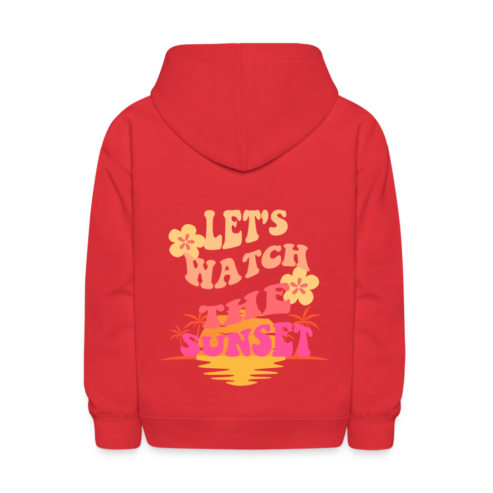 Let's Watch The Sunset Kids Pullover Hoodie - red