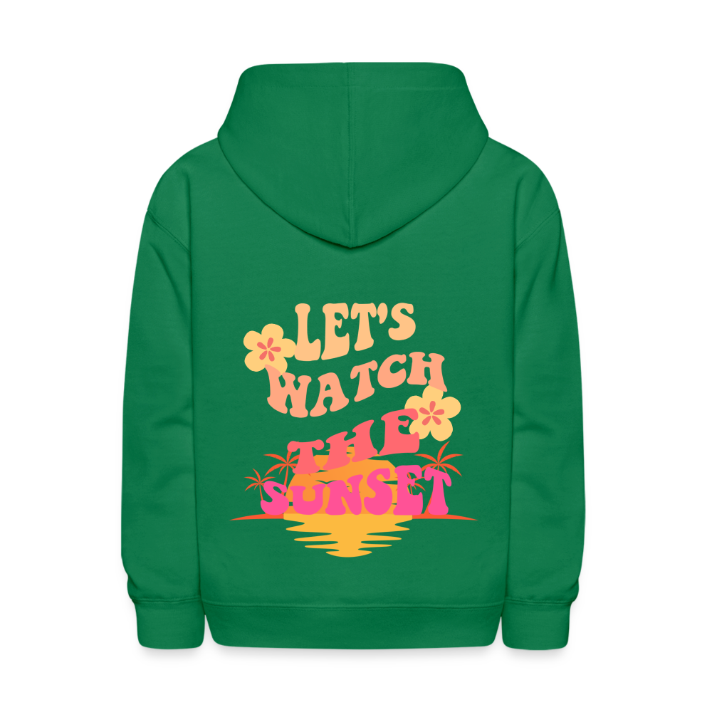 Let's Watch The Sunset Kids Pullover Hoodie - kelly green